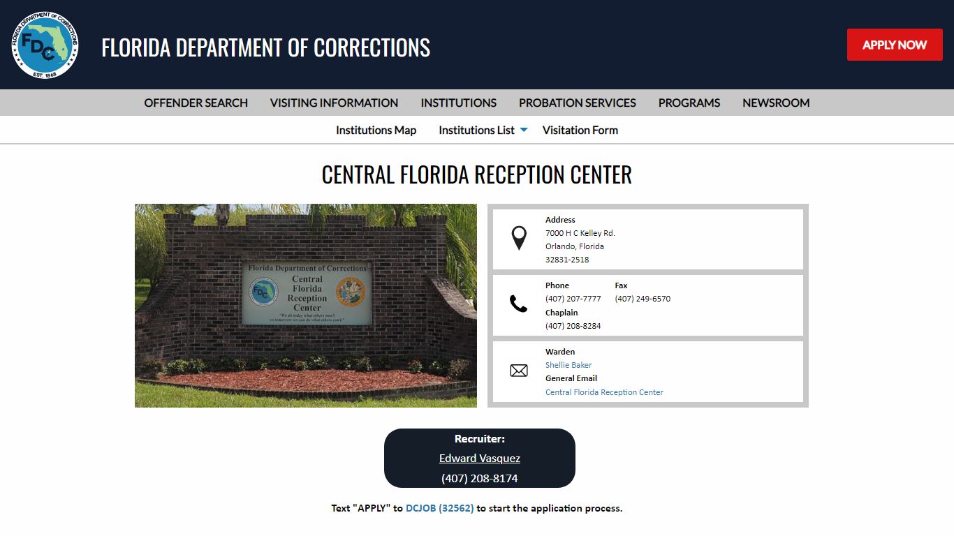Central Florida Reception Center -- Florida Department of Corrections