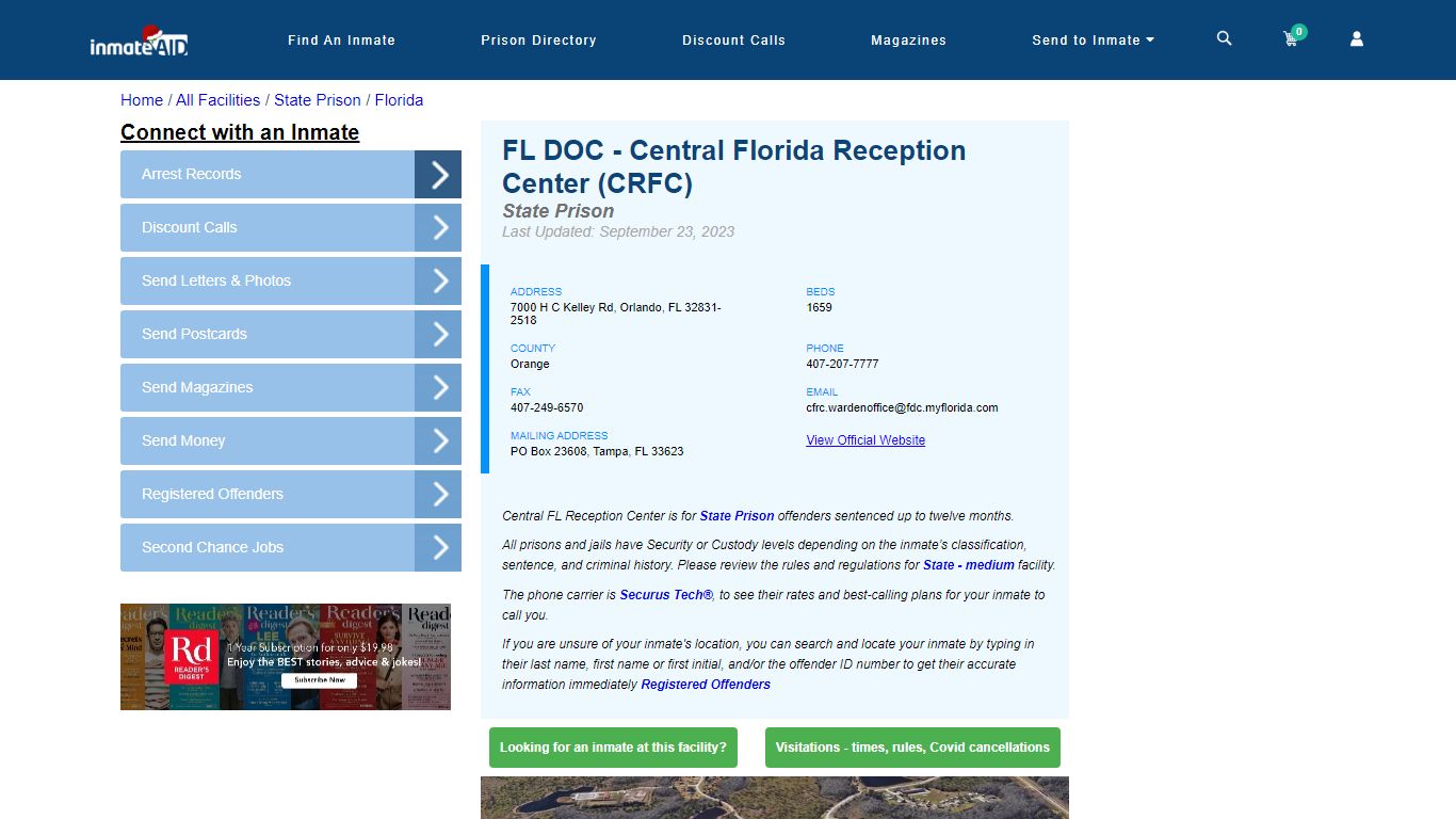 FL DOC - Central Florida Reception Center (CRFC) - InmateAid