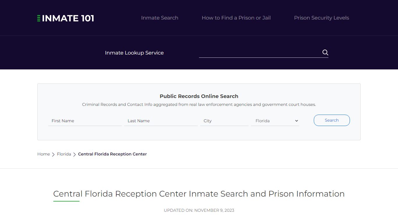 Central Florida Reception Center Inmate Search, Visitation, Phone no ...